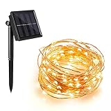 ジュエリーライト　太陽エネルギー　LED　10M 100球　光センサー内蔵 　防水　環境保護　ストリングライト　充電　ちらつき　新年　ウエディング　パーティー 　装飾 （ウォームホワイト）