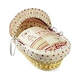 Clair de Lune Little Bear Natural Wicker Moses Basket (Pink) by Clair de Lune