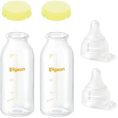 ピジョン　Pigeon 200ml 低負担・流量大 Amazon | ピジョン 母乳実感 直付け 哺乳瓶200mlセット （低負担