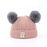 Keepjoy ニット帽 ベビー 子供　ベビー　キッズ　赤ちゃん ベビー ニットキャップ 柔らかい 暖かい かわいい 防風 防寒 保温 (ピンク)