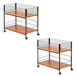 山善(YAMAZEN) キャスター付押入れ収納ラック(幅38)2個組 OSR-7538(DBR/BR)*2P ダークブラウン/ブラウン