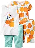 カーターズ Carter's パジャマ キッズ子供服 半袖 綿リブ100% 4点セット 4-Piece Snug Fit Cotton PJs 5T (105-112cm)