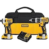 DEWALT DCK287D2 20V MAX XR Li-Ion 2.0Ah Brushless Compact Hammer drill and Impact Driver Combo Kit [