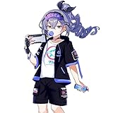 RUIBOCOS 崩壊：スターレイル 銀狼 印象半袖パーカー Tシャツ 半ズボン コスプレ衣装 男女兼用 春夏服 (半袖Tシャツ,L)