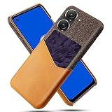 Zenfone 10 向けケース 軽量 薄 カードポケット ハードケース 衝撃吸収 カード収納 レザー調 背面ケース Zenfone10用 カバー ZF10-CB-30830 (オレンジ)