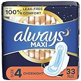 Always Maxi Pads, Overnight WithFlexi-Wings, Unscented, 33 Count by Always