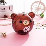 girlwill [スプリングクリアランス]クリスタルクリア貯金箱コーヒーbear-shapedコインボックスfor Adults & Girls with Drawstring bag 4.9 " 