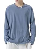 [KANGNAN] 長袖tシャツ メンズ 綿100% ロングtシャツ 無地 ロンt 秋服 トップス 丸首 カットソー ティーシャツ カジュアル かっこいい 複数色選び ライトブルー 4XL