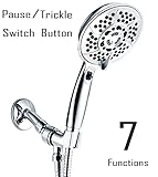 Handheld Shower Head, Wassern High Pressure 7 Setting 74 Jets Rainfull Massage Spa Water Saving Tric