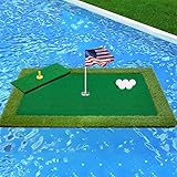 PLBBJH フローティングゴルフグリーン プール用 フローティングパッティング/チッピンググリーン プールゴルフターフマットセット 大人用 アウトドアゲーム (スーパー_オーバーサイズ - 35 x 47インチ)