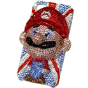 iPhone5 ケース　カバー マリオ 立体デコ キラキラ　キャラクター ブランド　デコ電　ラインストーン 　オリジナル 5-0367 アイフォン 保護ケース