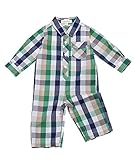 Oceankids ベビーボーイズの赤ちゃんの女の子の幼児のアウターウェアのチェック柄のジャンプスーツ グリーン 12-18 ヶ月