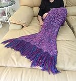 Sunluway? Mermaid Blanket with Scales (Adult, Turquoise Purple) 10yr old to Adult [並行輸入品]