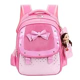 Eldroi 子供用リュック かわいい お姫様 防水 軽量 通園リュック ガールズ バッグ 蝶結び 幼稚園 保育園 小学生 おしゃれ 多機能 お稽古 習い事 スクールお祝い プレゼント (ピンク)