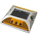 life_mart ソーラー充電式　LED 道路鋲 6灯高輝度LEDライト 【耐重量15ｔ】 (イエロー)