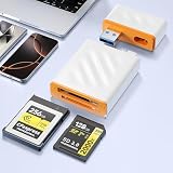10Gbps CFexpress Type B & SD カードリーダ 2 in 1 USB3.2 Gen 2 CFexpress Type B CFカードリーダー 高速転送 CFexpress Type B カードリーダー ポー USB-A/USB-Cコネクタ付き、cfカード アダプター cf sdカード 変換カードリーダー iPhone/Samsung/Laptop対応、2枚同時読み取り