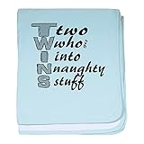 CafePress – Naughty Twins WTE – スーパーソフトベビー毛布、新生児おくるみ ブルー 055265130725CD2