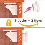 8ロックと2キー – 安全赤ちゃん磁気キャビネットロック – Self Sticking 3 M Adhesive forキャビネット& Drawers – ツールまたはネジ不要 8 Locks + 
