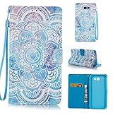 Jansuke Samsung Galaxy J7 (2017 Model) ケース カバー バンパー 手帳型 3D 合皮 PU レザー ストラップ付き アートデザイン 色鮮やか 図柄 お洒落 便利 