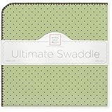 【並行輸入品】Swaddle Designs 究極のおくるみブランケット ブラウンドット ライムグリーン SD-014LM