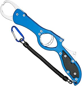 Amazon Zitrades フィッシュグリップ フィッシュキャッチャー 魚掴み器 アルミ合金制 超軽量 安全ロープ付き 青色 Zitrades フィッシュグリップ 魚つかみ