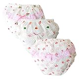 JIEYA レースのちょう結びの3パックの赤ちゃんの女の子の綿のブリーフトレーニングパンツ (120(2～3歳), B)