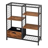 ラック オープンシェルフ 高さ90 ボックス付き ワイヤーメッシュ ビンテージ ラスティアシリーズ 幅83×奥行26.5×高さ90cm RT8090-OP