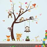 casualcatch ウォールステッカー 子供部屋壁飾りシート 森の猿の木 飾り物
