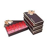HYSUNG 美しいハンドメイドソープローズ18個デリケートな箱バレンタインデークリスマスの妻とガールフレンドのためのベストギフト (赤)