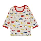 (チャックル) chuckle クルマいっぱい 長袖 インナーシャツ アイボリー 90cm P3473-90-11