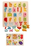 yasushoji 木のおもちゃ 知育玩具 文字 パズル 形はめ 絵 合わせ 幼児 プレゼント お祝い おもちゃ 英語 数字 (タイプC)