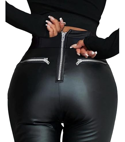 Amazon.co.jp: [INEOUT] 女性用バックジッパーレザーパンツスキニー