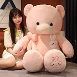 HYAKURIぬいぐるみ 特大 くま/テディベア 可愛い熊 動物 大きい/巨大 くまぬいぐるみ/熊縫い包み/クマ抱き枕/お祝い/ふわふわぬいぐるみ (粉色, 120cm)