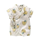 ALLAIBB 浴衣 甚平 新生児 ロンパース 夏 半袖 女の子 かわいい 花火大会 ギフト 0-18M size 80 (イエロー ヘイカ)