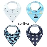 Sorliva ベビー スタイ ビブ 柔らかい 高品質 赤ちゃんのよだれ吸収 スタイ バンダナ よだれかけ 三角 スナップ サイズ調整可能 4枚セット (SVJP-026) [並行輸入品]
