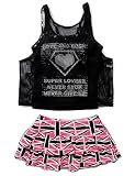 キッズ・ジュニア SUPER LOVERS 女の子用セパレート水着4点セットsw1870 L(170cm) ブラック