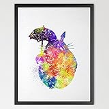 Dignovel Studios 8X10 Totoro With Umbrella Inspired Watercolor print illustration Art Print Nursery 