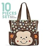 SOHO Franky the Monkey 10 pcs Deluxe Diaper Bag *Limited time offer* (Brown) by SoHo Designs