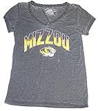 NCAA Officially Licensed Mizzou」Missouri Tigers Women 'sグレーアンティーク調Vネックシャツ L