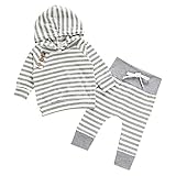 Domybestベビー服 長袖トップス＋ロングパンツ上下二点セット 　帽子付き　秋　ボーダー柄　子供服　新生児 赤ちゃん 出産祝い (100)