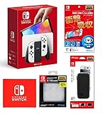 Nintendo Switch(有機ELモデル) Joy-Con(L)/(R) ホワイト+【任天堂ライセンス商品】Nintendo Switch (有機ELモデル)専用有機EL保護フィルム 多機能+Nintendo Switch 専用 スマートポーチEVA ブラック×グレー+Nintendo Switch専用カードケース カードポケット24 ホワイト(【Amazon.co.jp限定】Nintendo Switch ロゴデザイン マイクロファイバークロス 同梱)