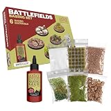 Army Painter Battlefields ベースセット - 地形モデルキット ミニチュア地形ベース用 - ジオラマ用品 風景岩 風景 砂 芝生 房 ベース用接着剤付き