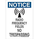 Brady 129308 Radiation and Laser Sign, Legend "Radio Frequency Fields No Trespassing", 10" Height, 7