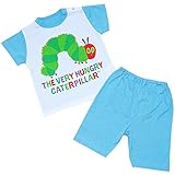 【本体綿100％】2016年 夏物 はらぺこあおむし 天竺 半袖パジャマ THE WORLD OF ERIC CARLE サックス◇95cm