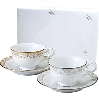 【NARUMIオリジナル包装済】NARUMI(ナルミ) カップ ソーサー セット アウアンドプティ(Au&Pt) 190cc 2客セット ティー コーヒー 兼用 電子レンジ温め対応 日本製 41377-33136AZ