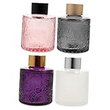 GLEAVI 4個 アロマボトル ガラスディフューザージャー ガラスのドライフラワーボトル 揮発性ボトル アロマガラスボトル リードディフューザー 容器 エッセンシャルオイル クリアディフューザ