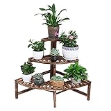 ソリッドウッドフラワーラックコーナー防錆植木鉢展示スタンド牧場風3段コーナー階段フレーム多機能プラントシェルフ