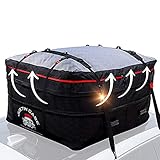 JUSTINCASE ルーフトップカーゴキャリアバッグ – 15 CFT拡張 – 19 CFTまで拡張 – 防水カートップキャリア – ルーフバッグストラップ&フック付き、ラゲージラックやサイドレールなし