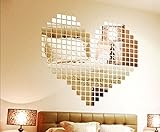 Icibgoods Home Décor 100 Pcs Small Squares 3D Acrylic Mirror Wall Sticker Classic Design Silver [並行輸