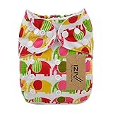 iZiv新生児1厚いおむつ付きオーガニック幼児防水/調整/再利用可能/洗えるポケット布おむつのフィット赤ちゃん0.5-3歳（のゾウ）